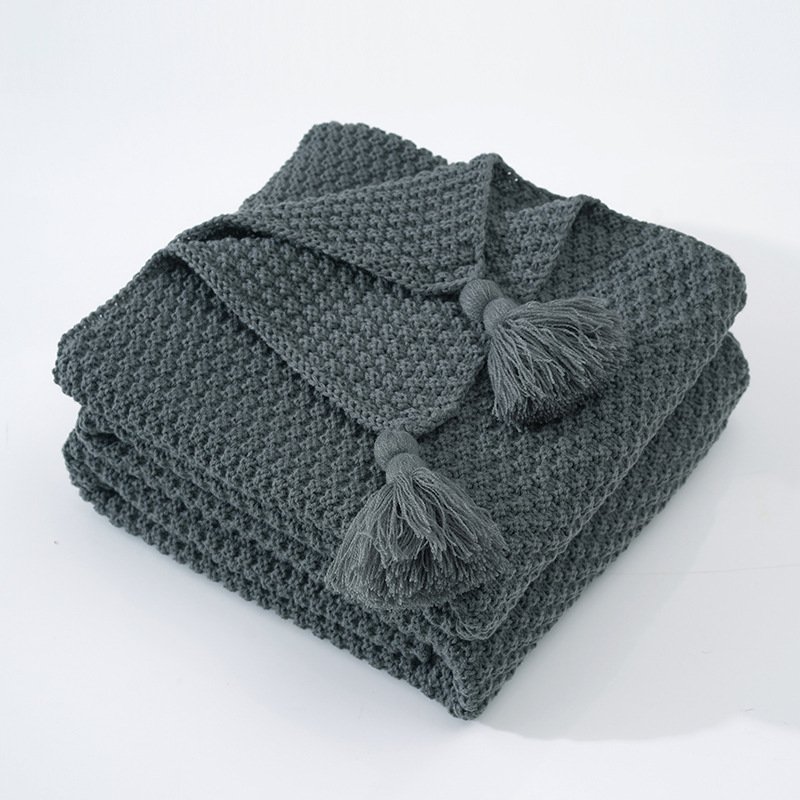 Nordic Tassel Knitted Woolen Yarn Ball Cover Blanket - Image 5