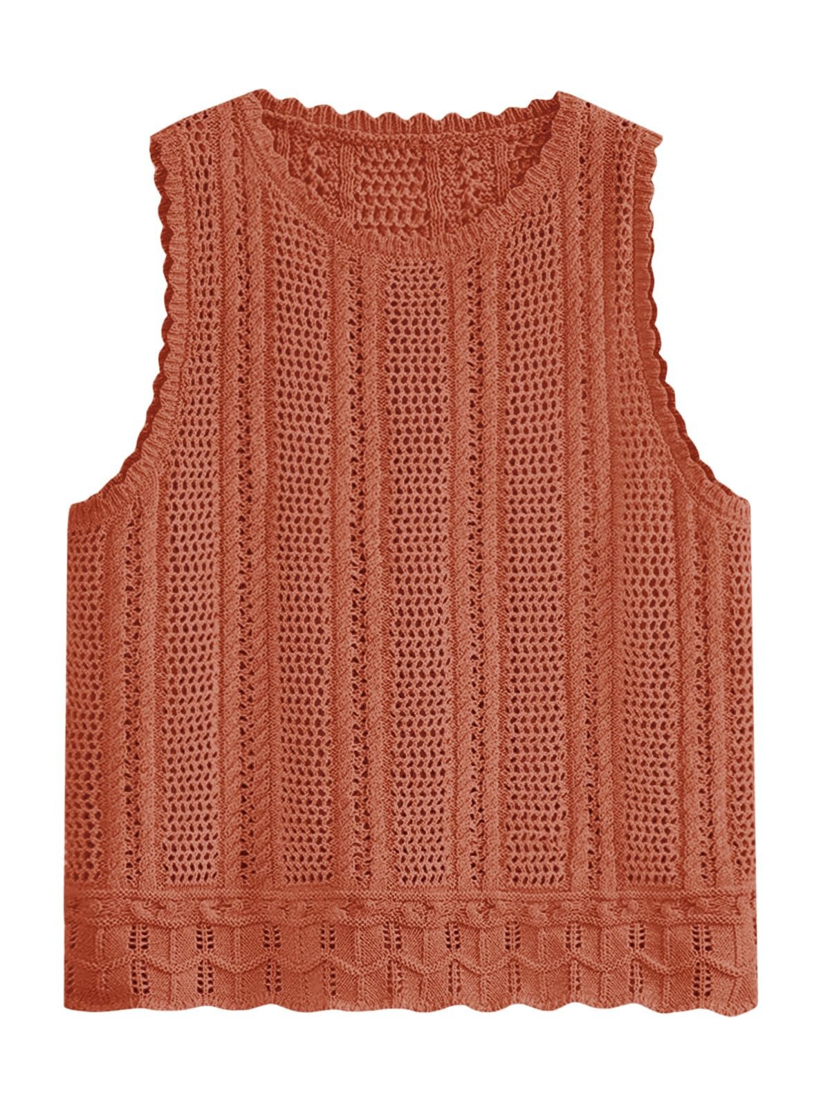 Fisoew Crochet Tops For Women 2026 Spring Summer Sleeveless Sweater Tank Fashion Beach Resort Wear Vacation Cover Ups Clothes - Image 8