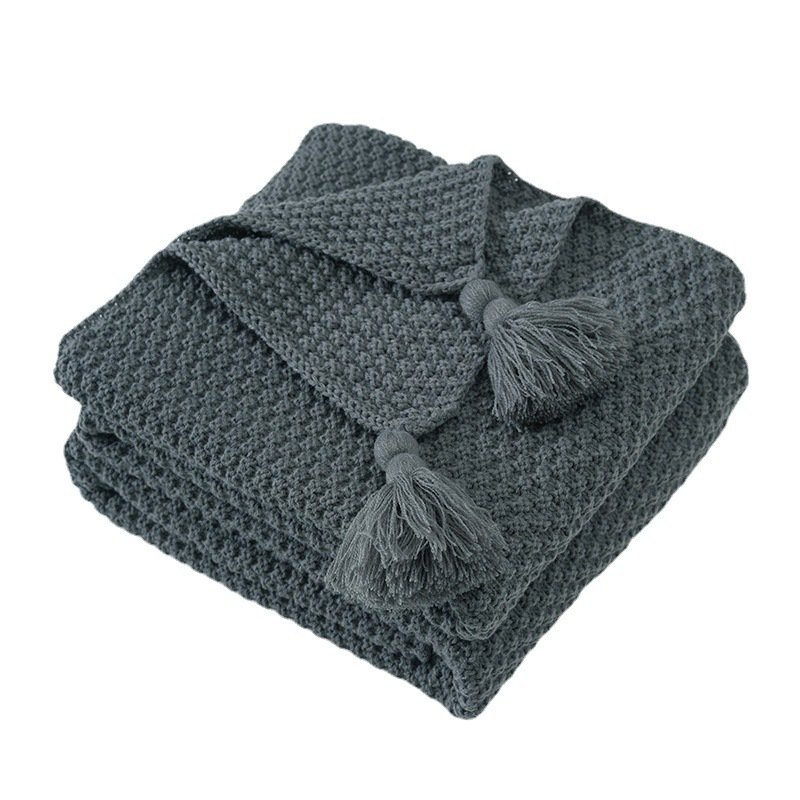 Nordic Tassel Knitted Woolen Yarn Ball Cover Blanket - Image 7