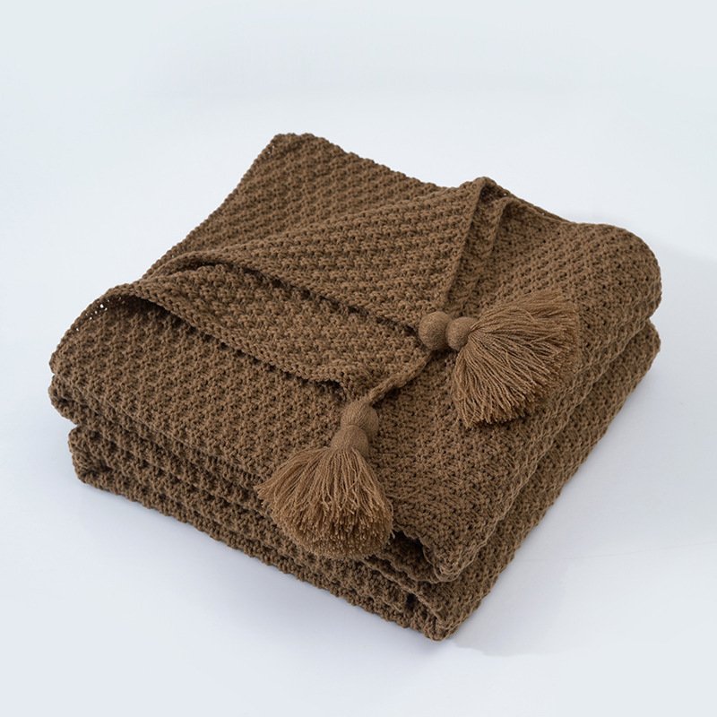 Nordic Tassel Knitted Woolen Yarn Ball Cover Blanket - Image 8