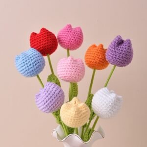 Finished Handmade Crochet Tulip Fake Flower Simulation