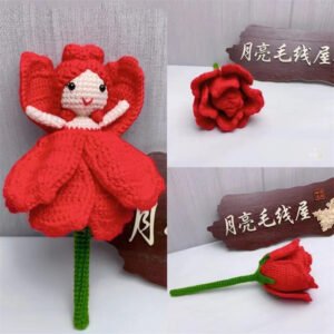 Simple flower/ doll Wool Crochet Decorative Bouquet