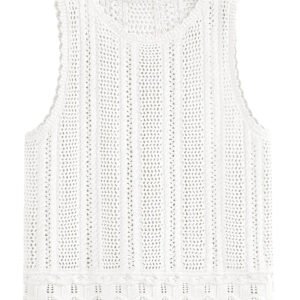 Fisoew Crochet Tops For Women 2026 Spring Summer Sleeveless Sweater Tank Fashion Beach Resort Wear Vacation Cover Ups Clothes