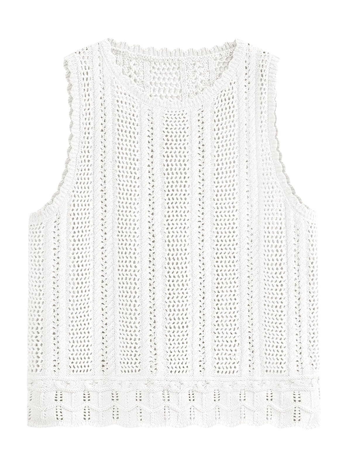 Fisoew Crochet Tops For Women 2026 Spring Summer Sleeveless Sweater Tank Fashion Beach Resort Wear Vacation Cover Ups Clothes