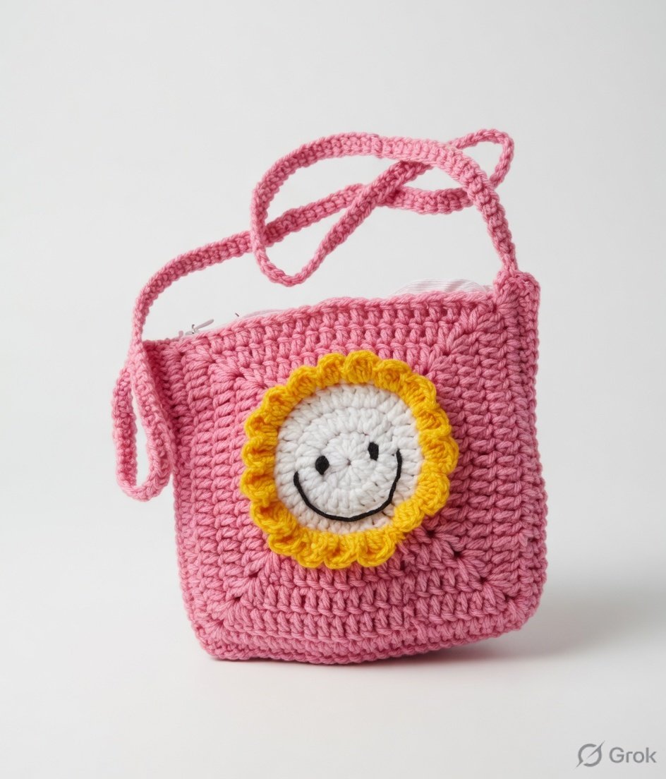 Woolen pink sling bag