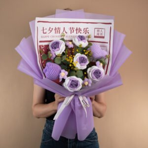 Handmade Crochet Woven Rose Bouquet Finished Product