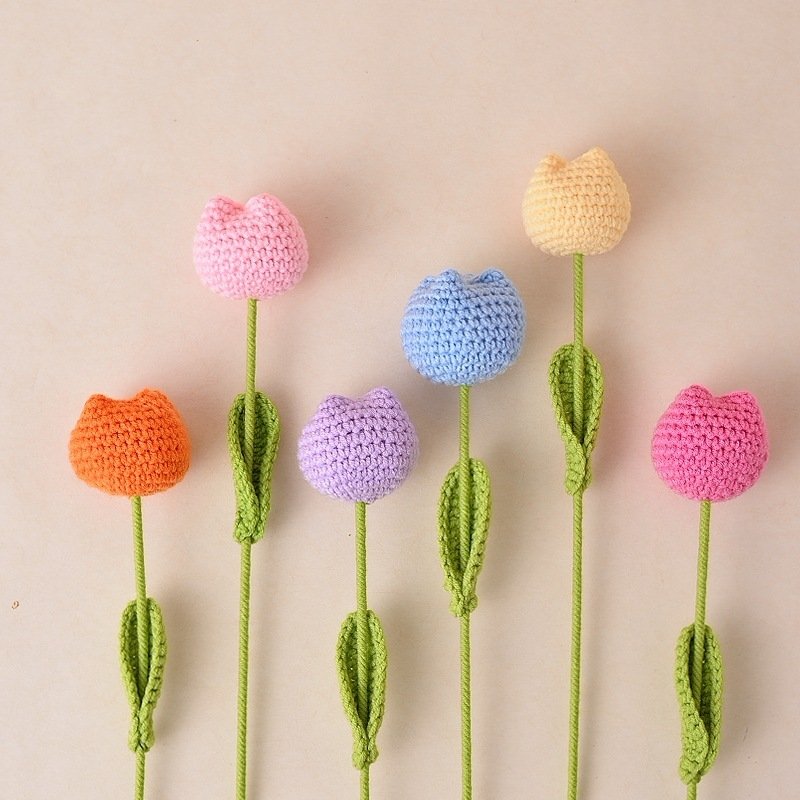 Finished Handmade Crochet Tulip Fake Flower Simulation - Image 7