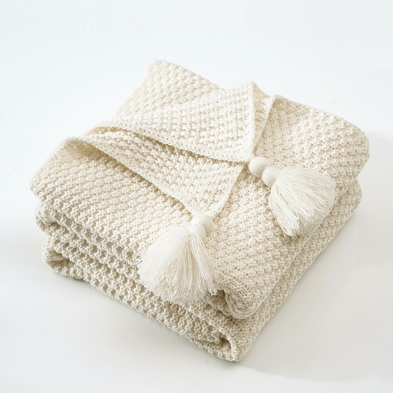 Nordic Tassel Knitted Woolen Yarn Ball Cover Blanket - Image 10