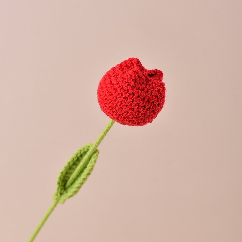Finished Handmade Crochet Tulip Fake Flower Simulation - Image 4