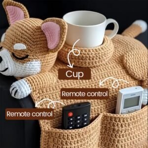 Sofa Organizer With Cup Holder Crochet Dog